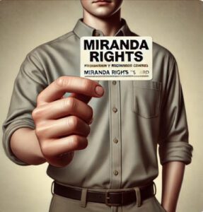Person holding Miranda Rights card.