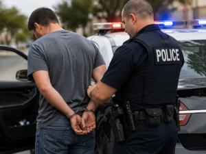 Cobb County arrest process police officer handcuffing suspect